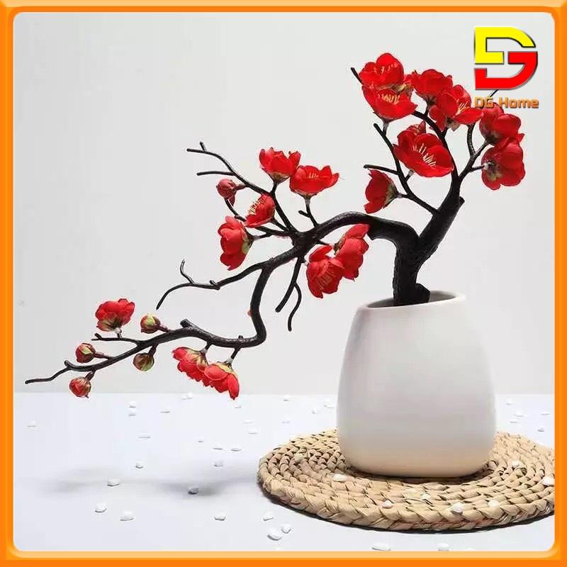 Hoa Giả Lọ Hoa Đào Bonsai Độc Đáo Trang Trí Để Bàn Phòng Khách Kệ Tủ Làm Quà Tặng Ý Nghĩa DH-23
