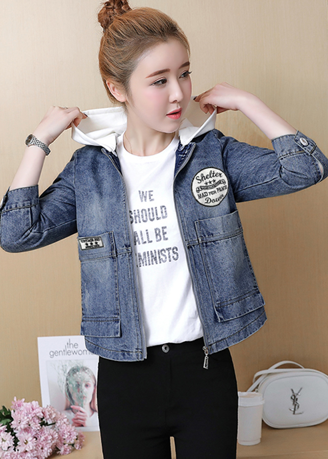Áo khoác jean nữ phối nón