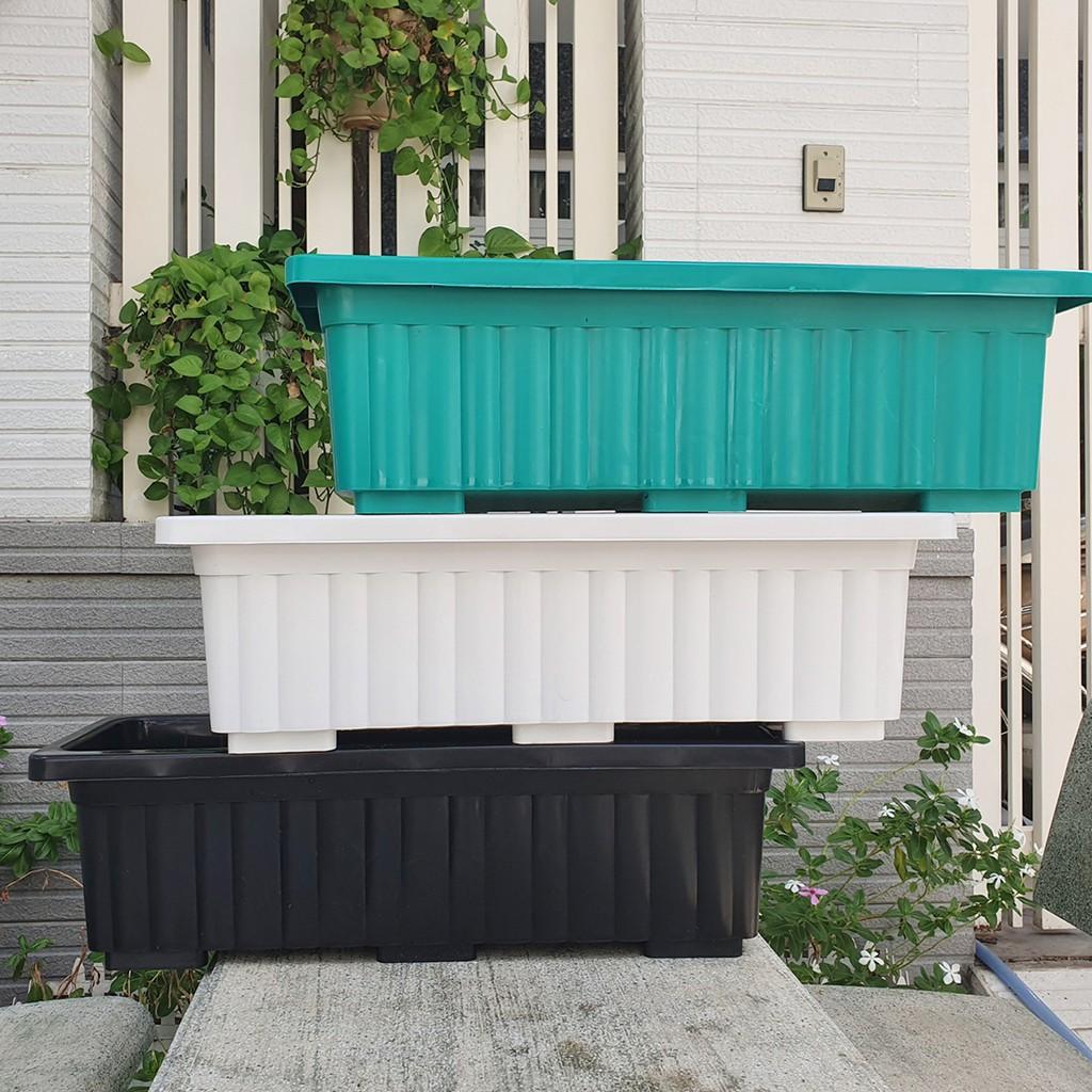 Bộ 02 chậu dài sọc nhựa dày trồng rau, hoa size 64x22x19cm