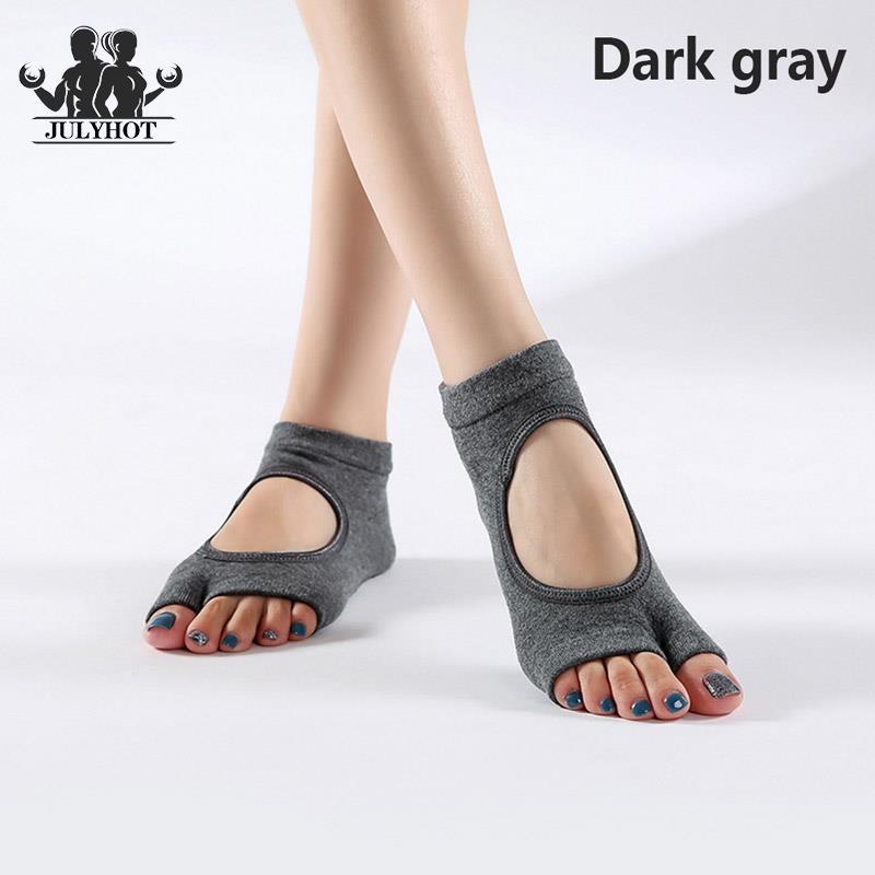 Phụ nữ hai ngón chân yoga vớ không chống trượt Sportpress Pilates Pilates Sock Dry Ballet Professiona Dance Dance Color: Dark Grey
