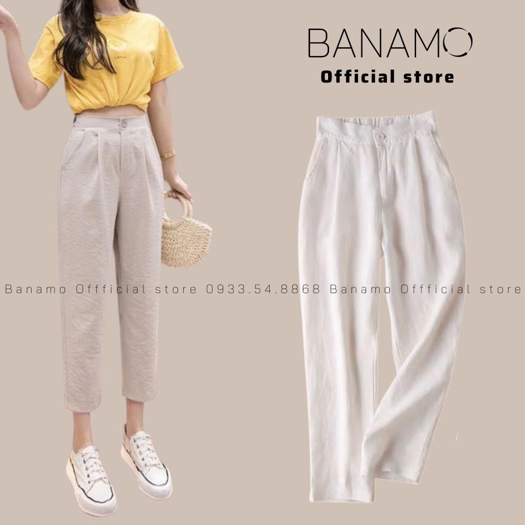 Quần đũi nữ cạp khóa quần baggy nữ khuy trước chun sau phong cách thời trang Banamo Fashion, baggy đũi 821