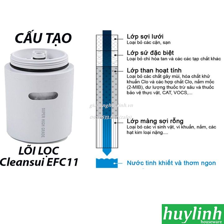 Lõi lọc Cleansui EFC11 dùng cho máy lọc nước tại vòi Cleansui EF102 - Sản xuất tại Nhật Bản - Hàng chính hãng