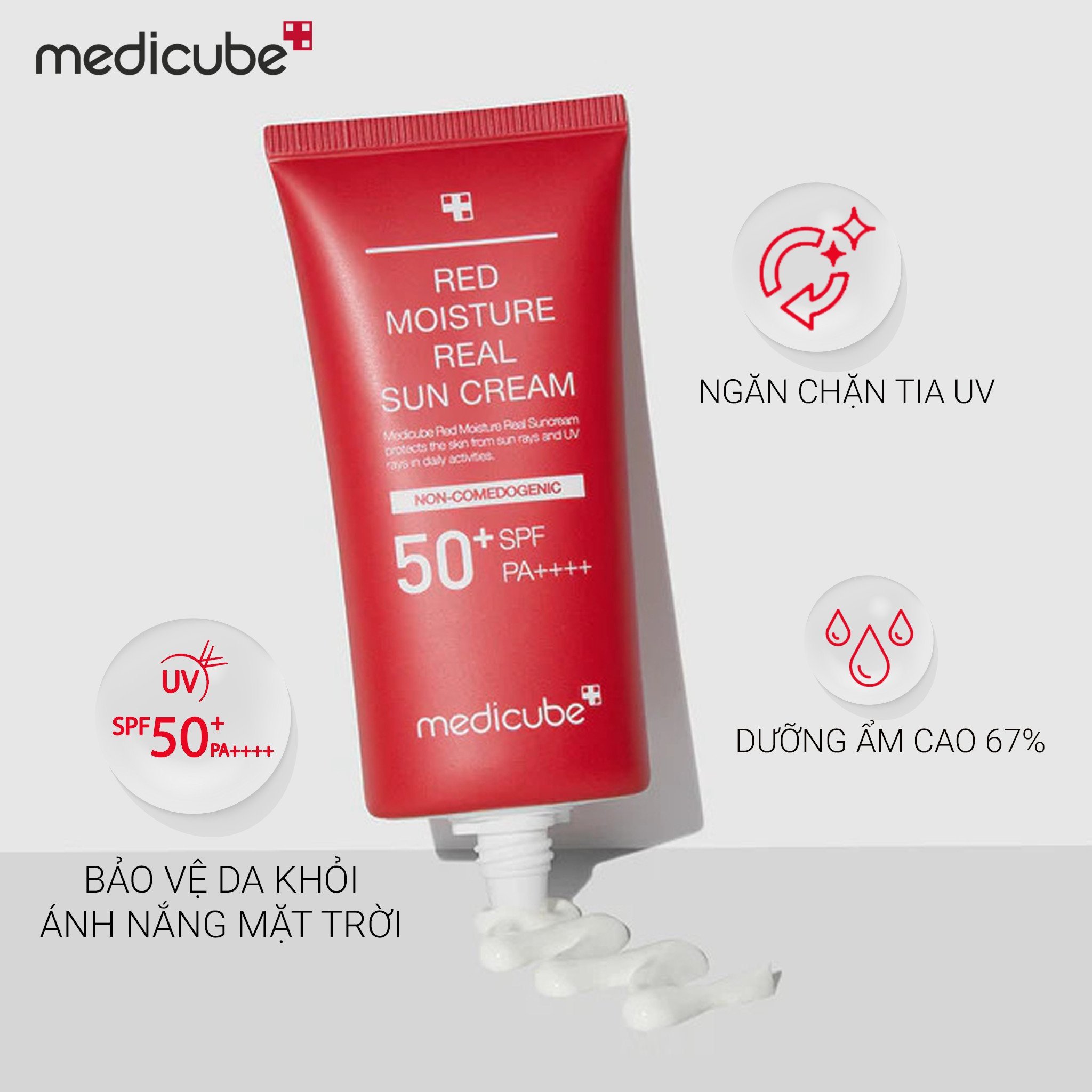 Kem Chống Nắng Dành Cho Da Dầu, Mụn Medicube Red Moisture Real Sun Cream