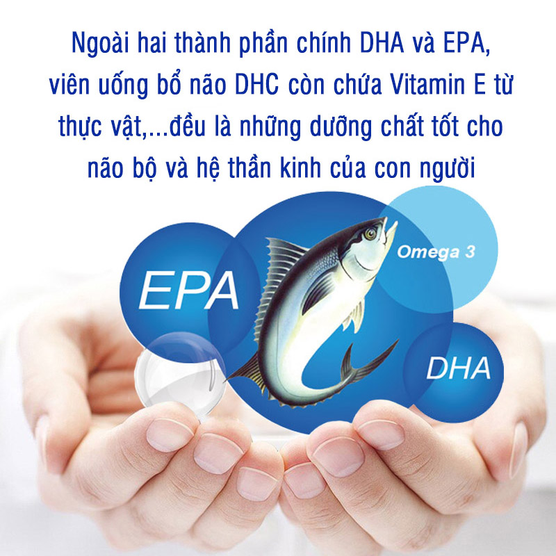 Viên uống bổ não DHC Nhật Bản thực phẩm chức năng bổ sung Omega 3, DHA, EPA phát triển não bộ, cải thiện thị lực đồng thời duy trì trí nhớ gói 30 ngày JN-DHC-DHA30