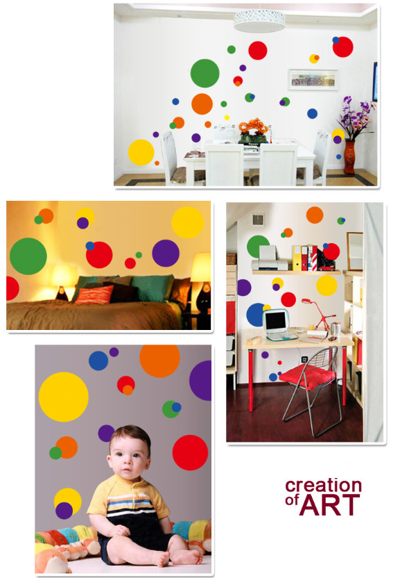 Decal trang trí tường - Họa tiết HÌNH TRÒN SẮC MÀU cho bé