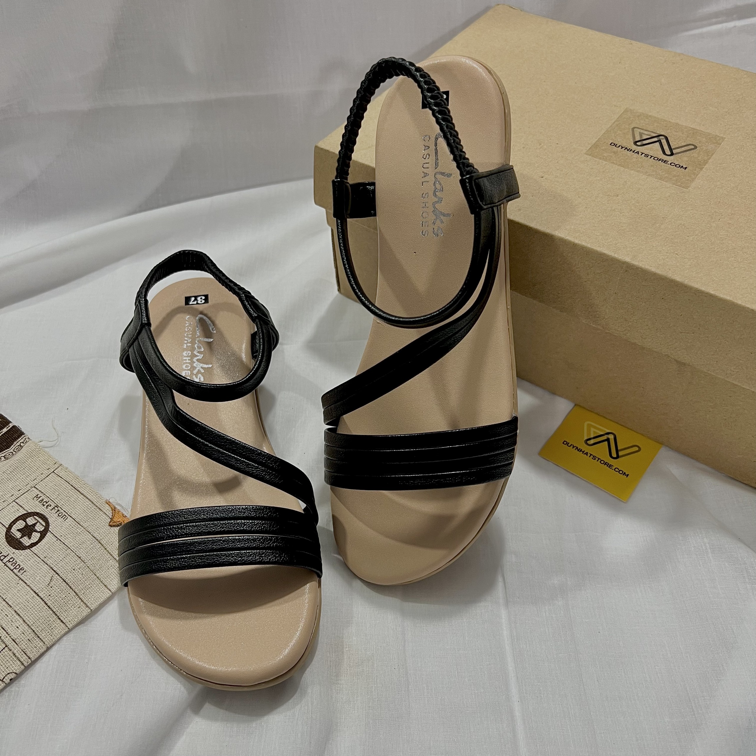 Giày Sandal Nữ Quai Ngang Dây Chéo Cao 2cmBánh Mì Duy Nhật Store Phối Khóa Da Mờ Học Sinh Đi Học Đẹp Đơn Giản Bền Đế Cao