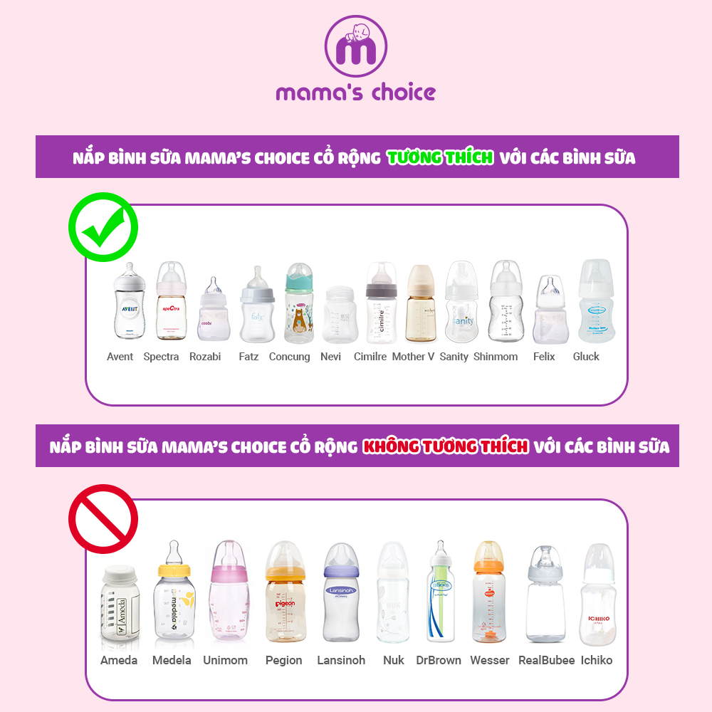 Nắp Bình Sữa Mama's Choice, Tương Thích Với Bình Trữ Medela, Spectra, Avent, Unimom, Rozabi, Cimilre, Fatz, Ameda, Dr. Brown, Real Bubee,BioHealth