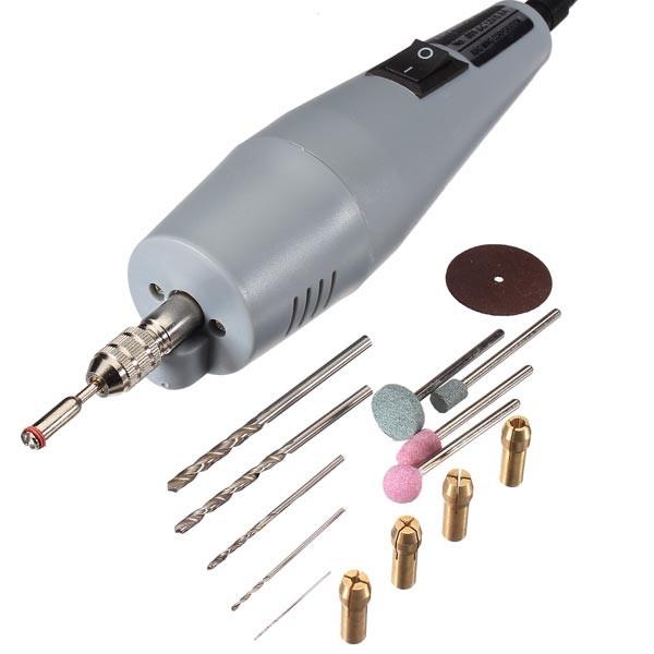 Máy mài điện siêu nhỏ DC12V AC220V + Bộ chuyển đổi nguồn điện.