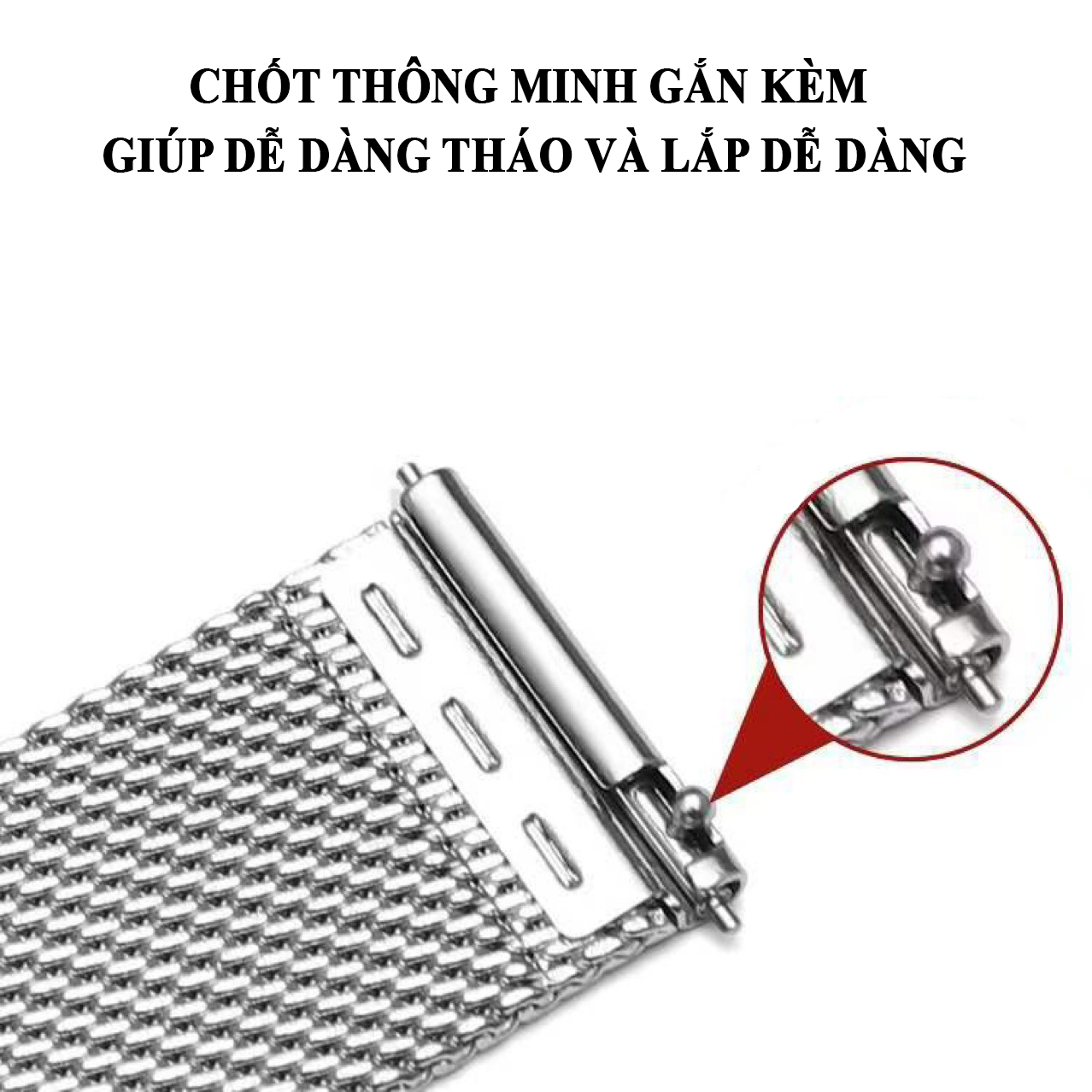 Dây đồng hồ thép kèm chốt thông minh nam nữ cao cấp không gỉ dạng lưới Milanese 10mm 12mm 14mm 16mm 17mm 18mm 19mm 20mm