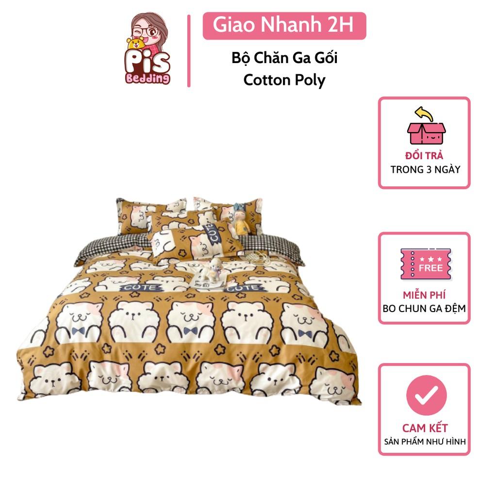 Bộ Chăn Ga Gối Cotton Poly - Gấu Nâu