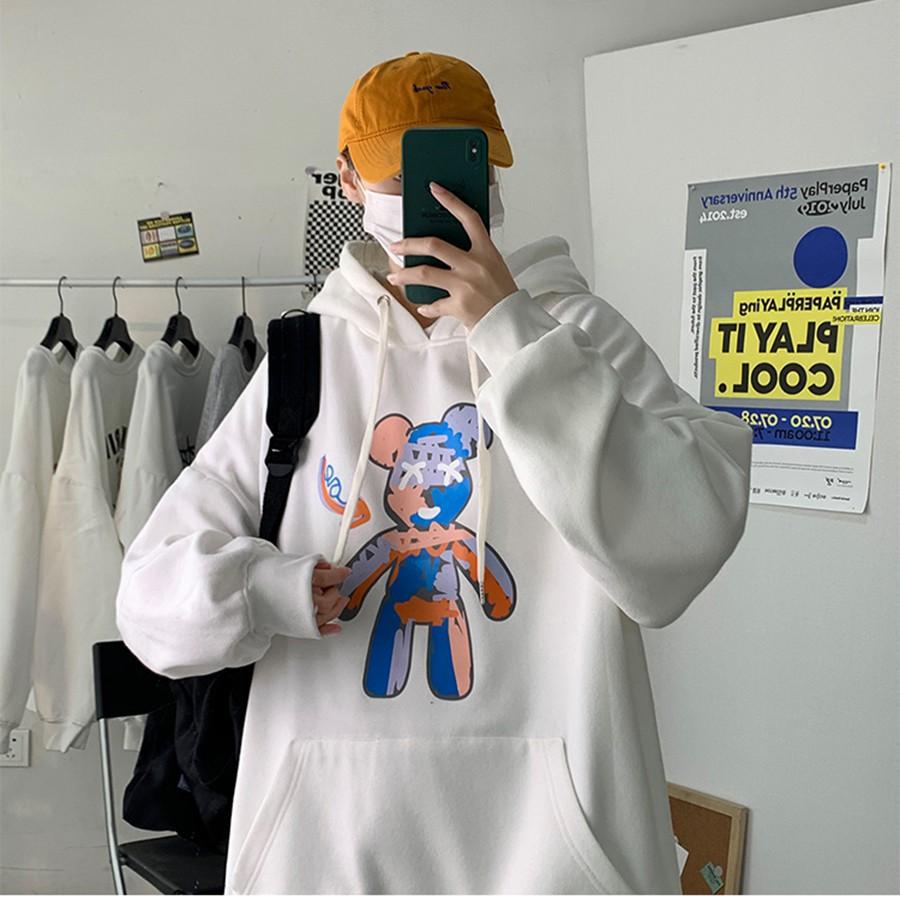 Áo mũ Hoodie Unisex MonsterX Gấu Berikk form rộng 5 màu nỉ bông cặp đôi nam nữ Oversize Ulzzang thu đông