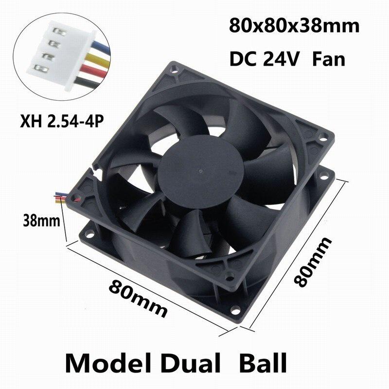 1Pcs Gdstime 11V Two Ball Bearing PC DC Cooling Fan 80x80x38mm 4Pin 4 Wires 8038 8cm Brushless Cooler Fan 80mm 14 Volt
