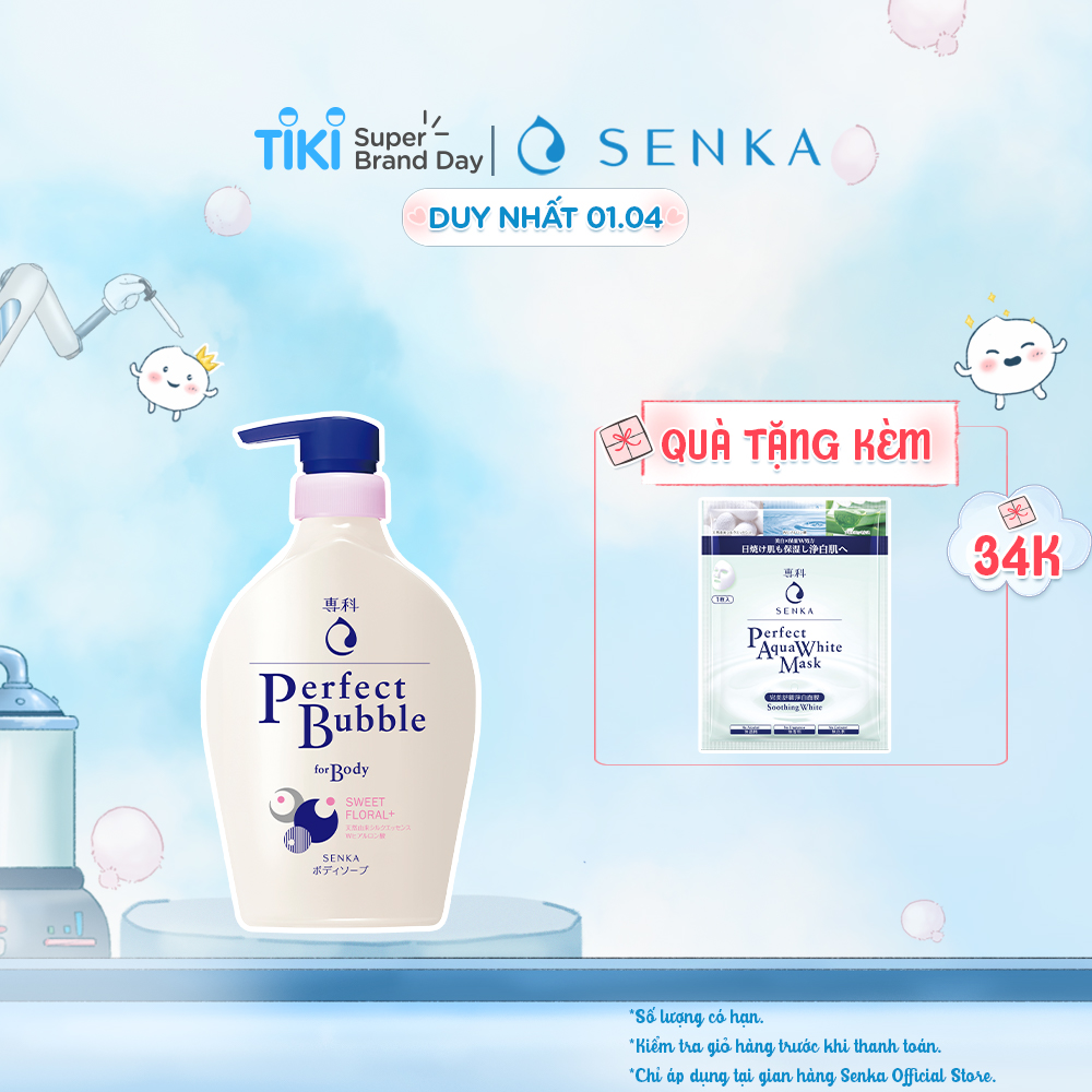 Sữa tắm dưỡng ẩm hương hoa dịu ngọt Senka Perfect Bubble for Body Sweet Floral 500ml