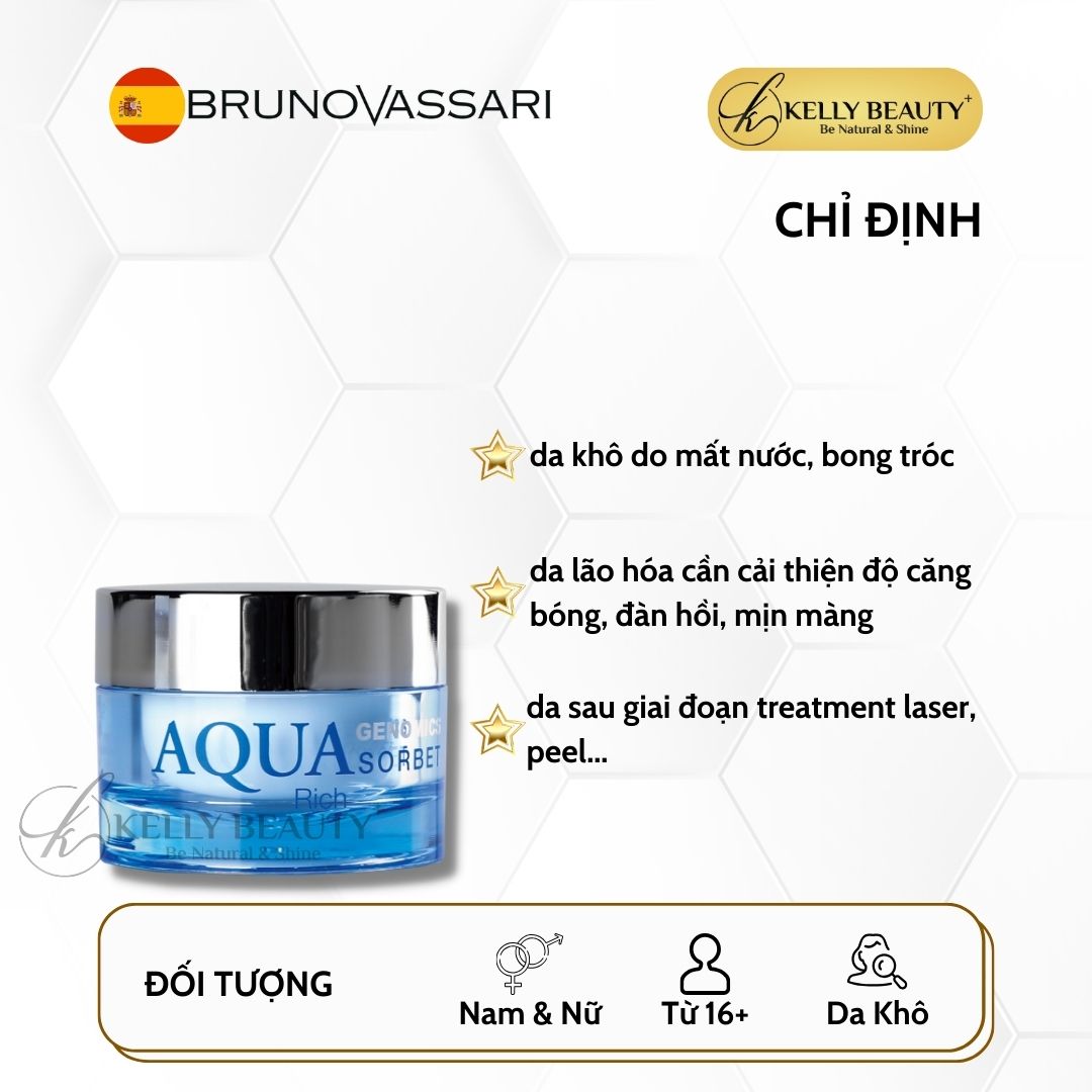 Kem Dưỡng Ẩm Cho Da Khô Aqua Genomics Sorbet Rich - Bruno Vassari | Kelly Beauty