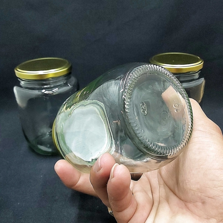 Hũ Gia Vị Thủy Tinh 500ML nắp thiếc vàng vặn – Lọ thuỷ tinh 500ml đựng muối, đường, bột ngọt, hạt tiêu, bột nêm, mật ong, mứt, yến chưng, dầu dừa