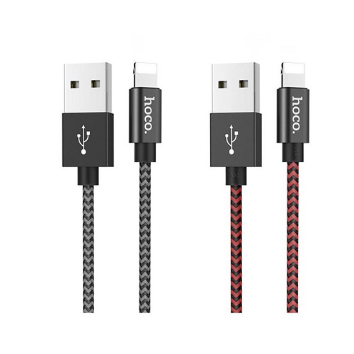 Cáp sạc cổng Lightning Hoco sạc nhanh 3A Max dây sạc bọc dù hỗ trợ truyền dữ liệu dành cho iPhone/iPad dài 1m ( 2 màu)  - Hàng chính hãng