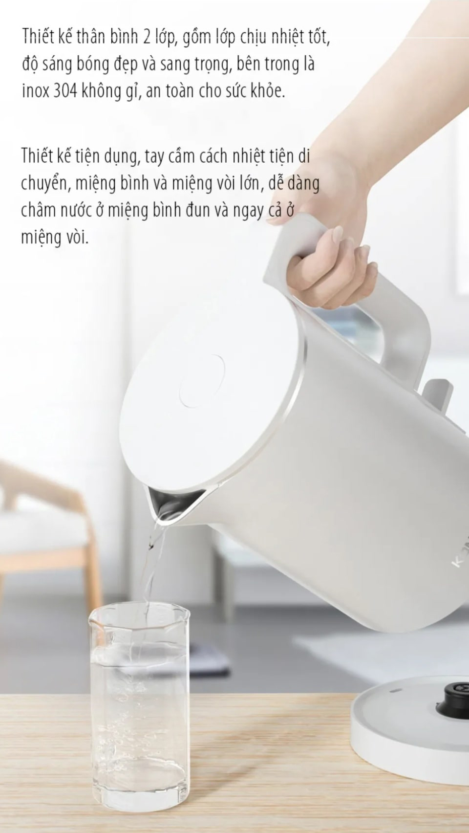 Ấm siêu tốc KONKA KEK-KM18 đun nước nhanh tự ngắt khi sôi - Hàng nhập khẩu