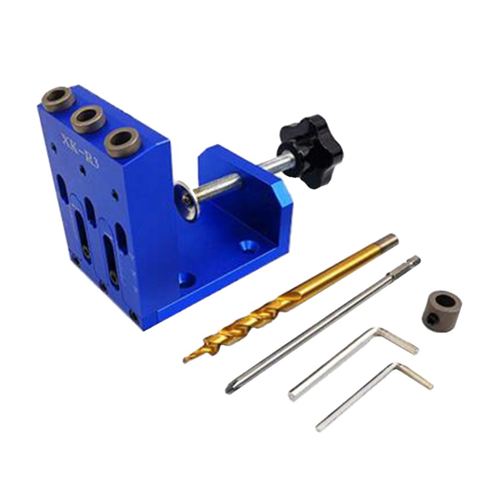 Pocket Hole Locator Jig Set Aluminum Woodworking Oblique Jig Puncher Blue