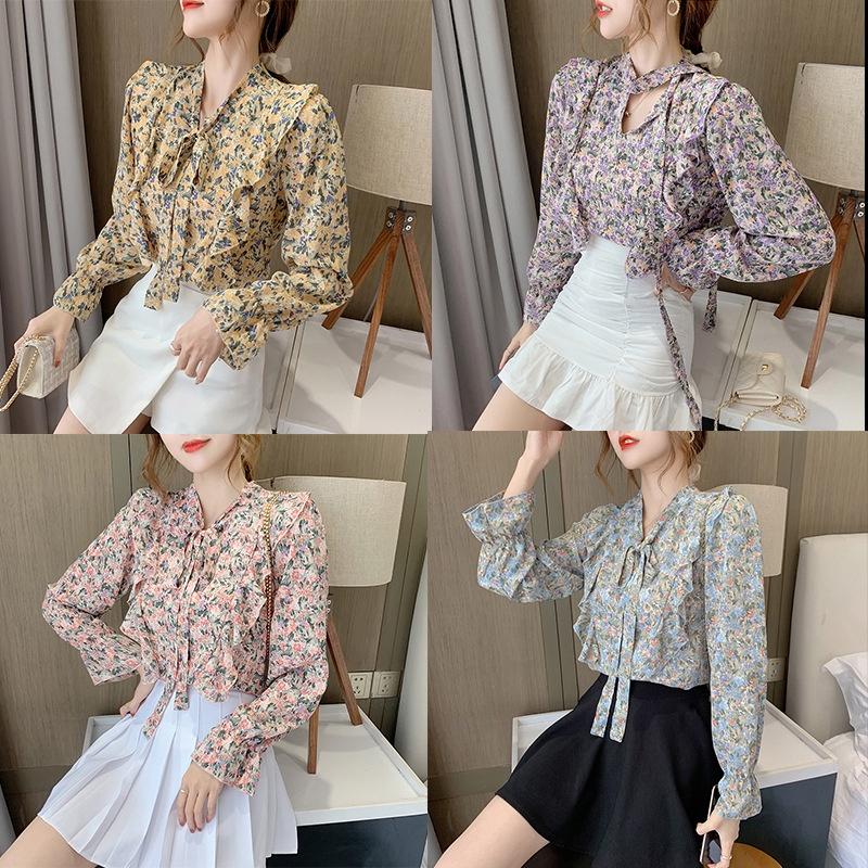 Áo sơ mi nữ hoa nơ cổ