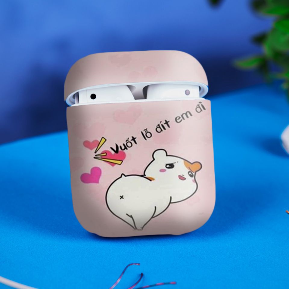 Miếng dán skin chống bẩn cho tai nghe AirPods in hình fun - fun020 (bản không dây 1 và 2)