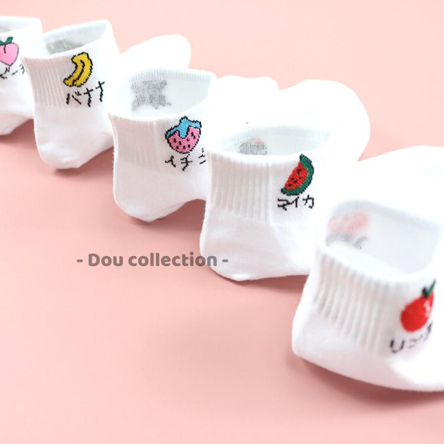 Vớ Tất Nam Nữ Cổ Ngắn Unisex Cotton Họa Tiết Trái Cây Phong Cách Nhật Bản Dễ Thương - Mã TV011