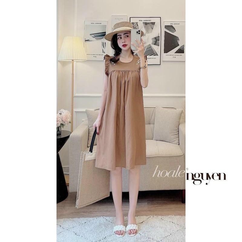 Đầm đũi thêu hoa trước ngực siêu xinh -C