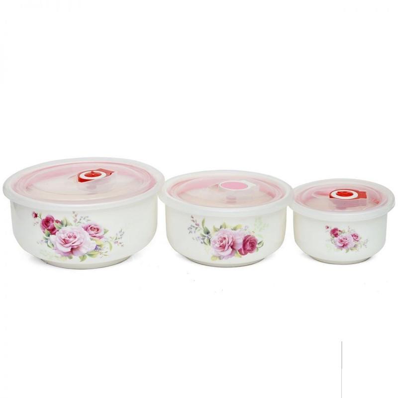 Bộ 3 Bát Sứ Lạnh Có Nắp Tiện Dụng