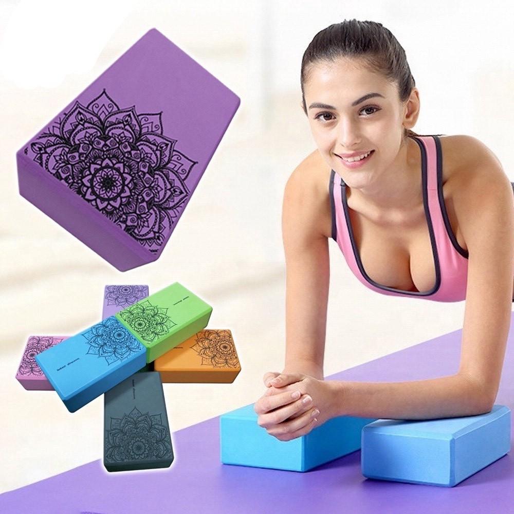 Gạch tập Yoga xốp Eva in hoa mandala 200g - Màu Xanh Lá