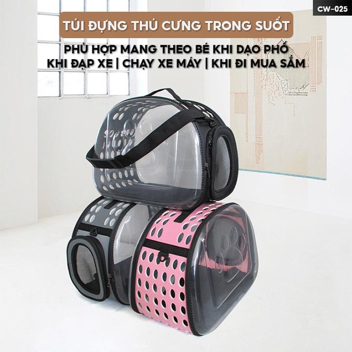 Túi Vận Chuyển Chó Mèo Size Lớp Nhiều Màu Chất Liệu Nhựa Trong Suốt Không Gây Hầm Bí CW-025