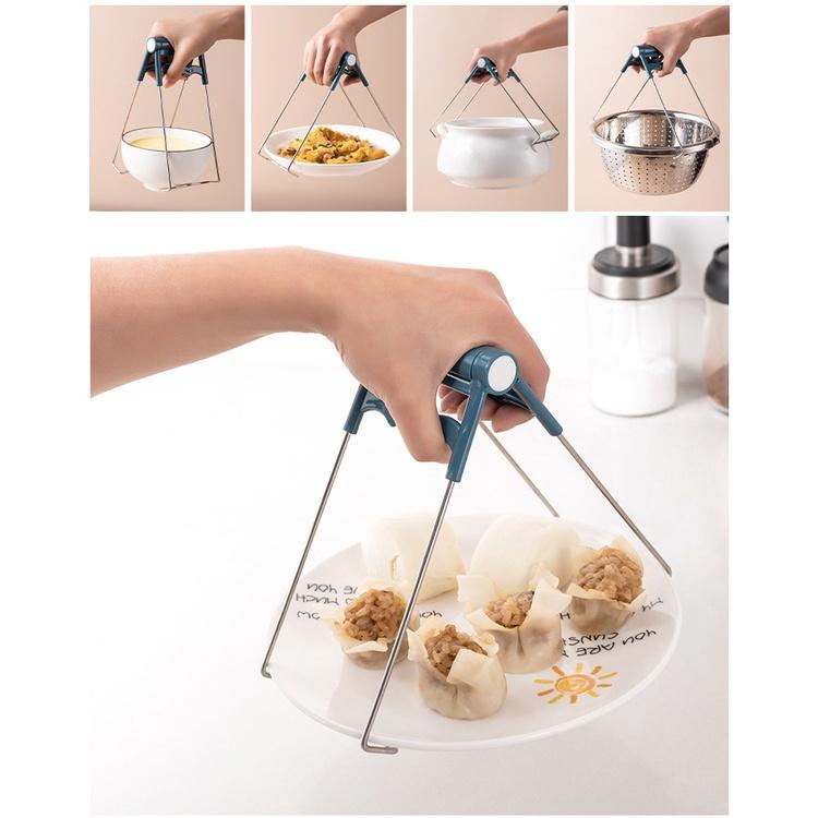 Bộ Dụng Cụ Kẹp Gắp Đồ Nóng Thức Ăn Đa Năng Inox Chống Bỏng Kèm Găng Tay, Miếng Lót Nồi Silicon