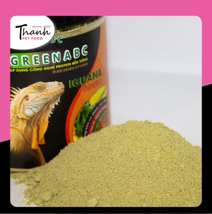 Thức ăn bò sát Iguana Trưởng Thành nhãn GREENABC dùng cho Iguana từ 1m trở lên – Gai bung, gù cao, dáng đẹp, lên màu tươi - Hộp 230g