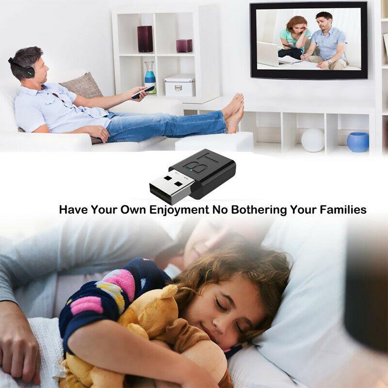 Tai Nghe Bluetooth Tai Nghe Không Dây 9D Stereo Âm Thanh Vòm Tai Nghe Tai Nghe Nhạc Với Bộ Phát Cho Truyền Hình Điện Thoại Máy Tính