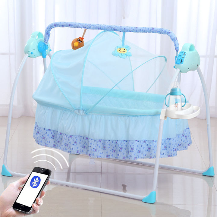 Nôi điện rung cho em bé sơ sinh Kawaii Home, Có điều khiển Bluetooth phát nhạc