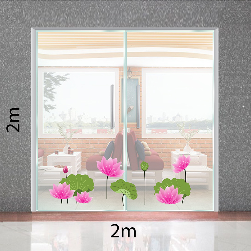 Decal trang trí trung thu 2021  hoa sen