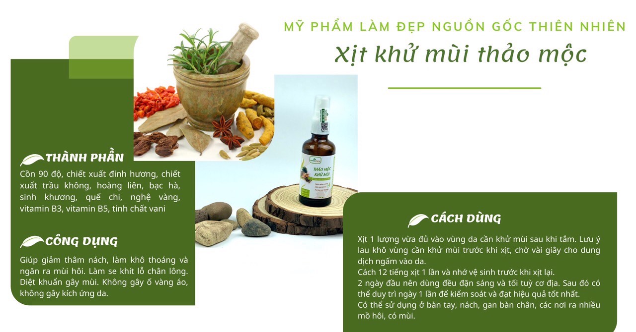 Xịt khử mùi thảo mộc lọ 500gram
