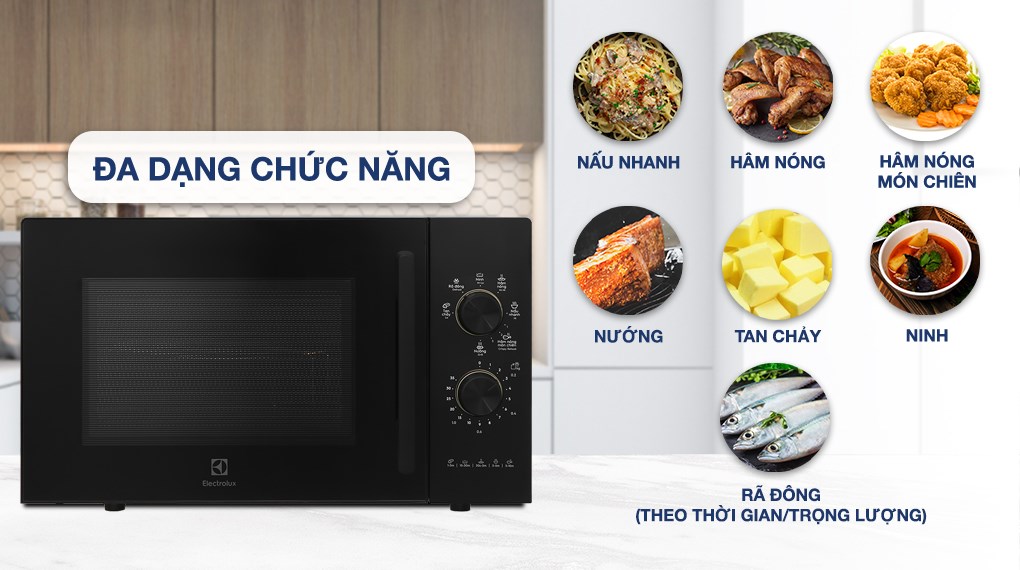 Lò vi sóng để bàn tích hợp nướng đối lưu Electrolux 23L - EMG23K22B[Hàng chính Hãng]