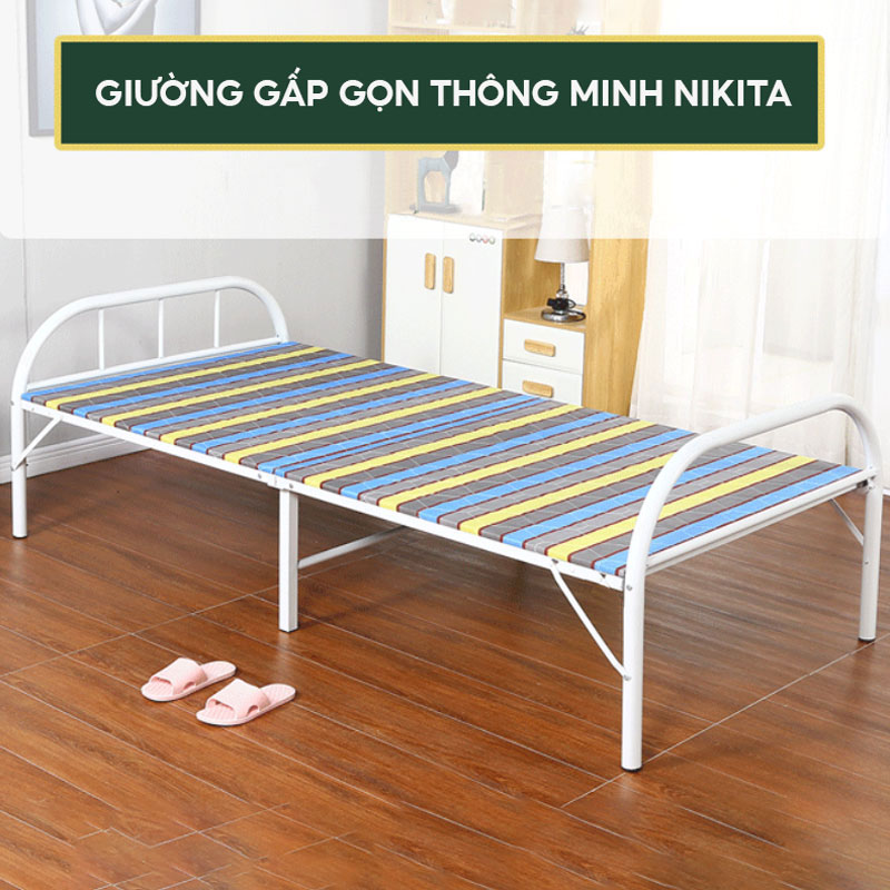 Giường gấp đôi không đệm NIKITA, Gọn nhẹ chắc chắn,  giá rẻ cho người dùng - Mẫu mới 2024
