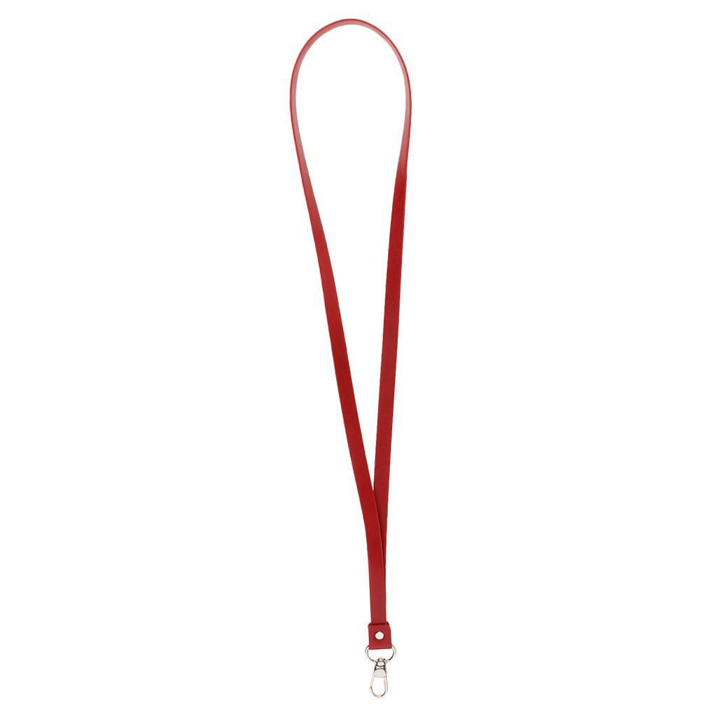 2-4pack PU Leather Neck Strap Lanyard Metal Clips for ID Cards Badges Red