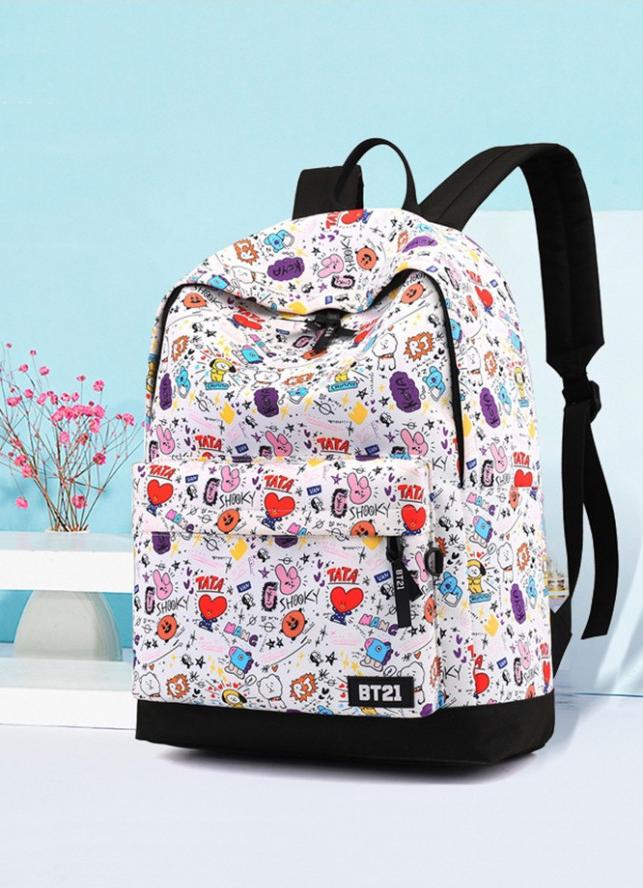 Balo thời trang BT21 BTS siêu cool CHONMUA365  (Tặng móc khóa gỗ BTS thiết kế độc quyền)