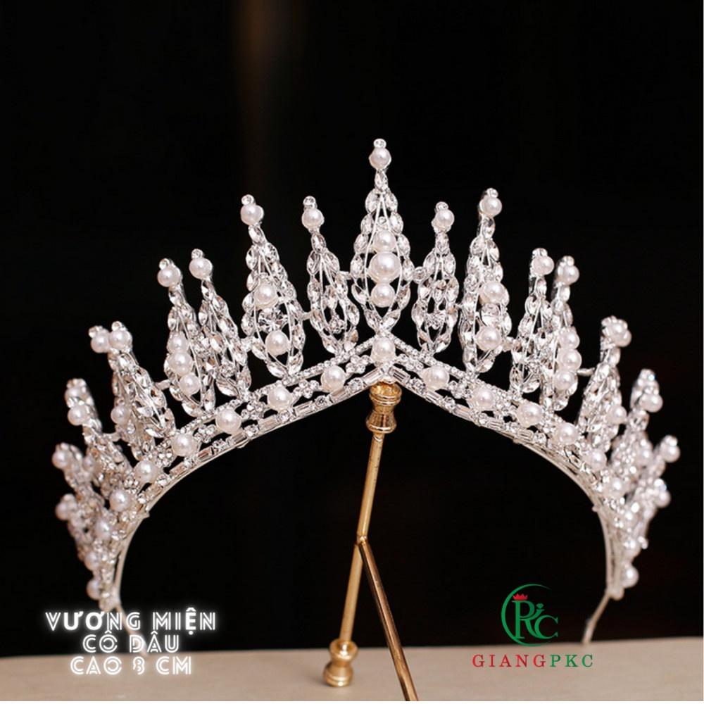 Vương miện cô dâu 8cm đá hạt trai Giangpkc Sp221336 mẫu mới 10/2021
