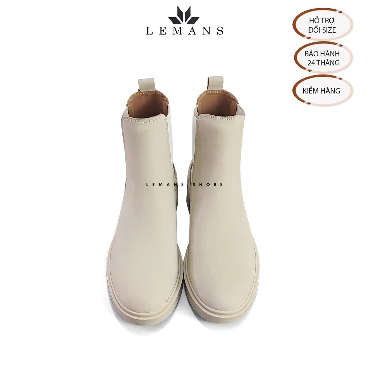 Giày da bò Lộn NuBuck Chelsea Boots Tan LEMANS đế tan hạt kim cương tăng cao 4cm khuôn độc quyền BH 24 tháng