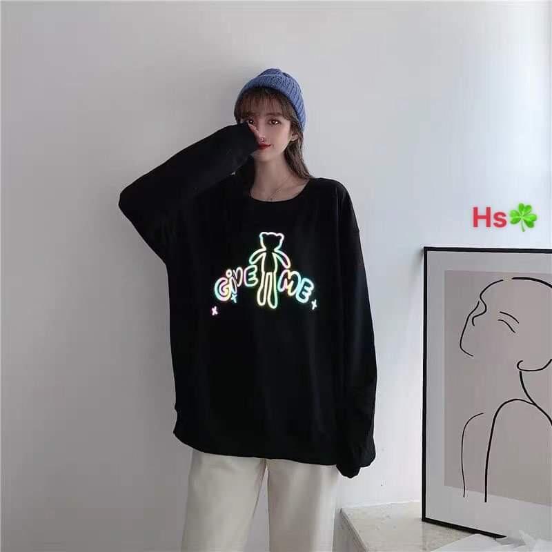 Áo sweater oversize - tặng gấu bông đính kèm có thể tháo rời - nhiều màu