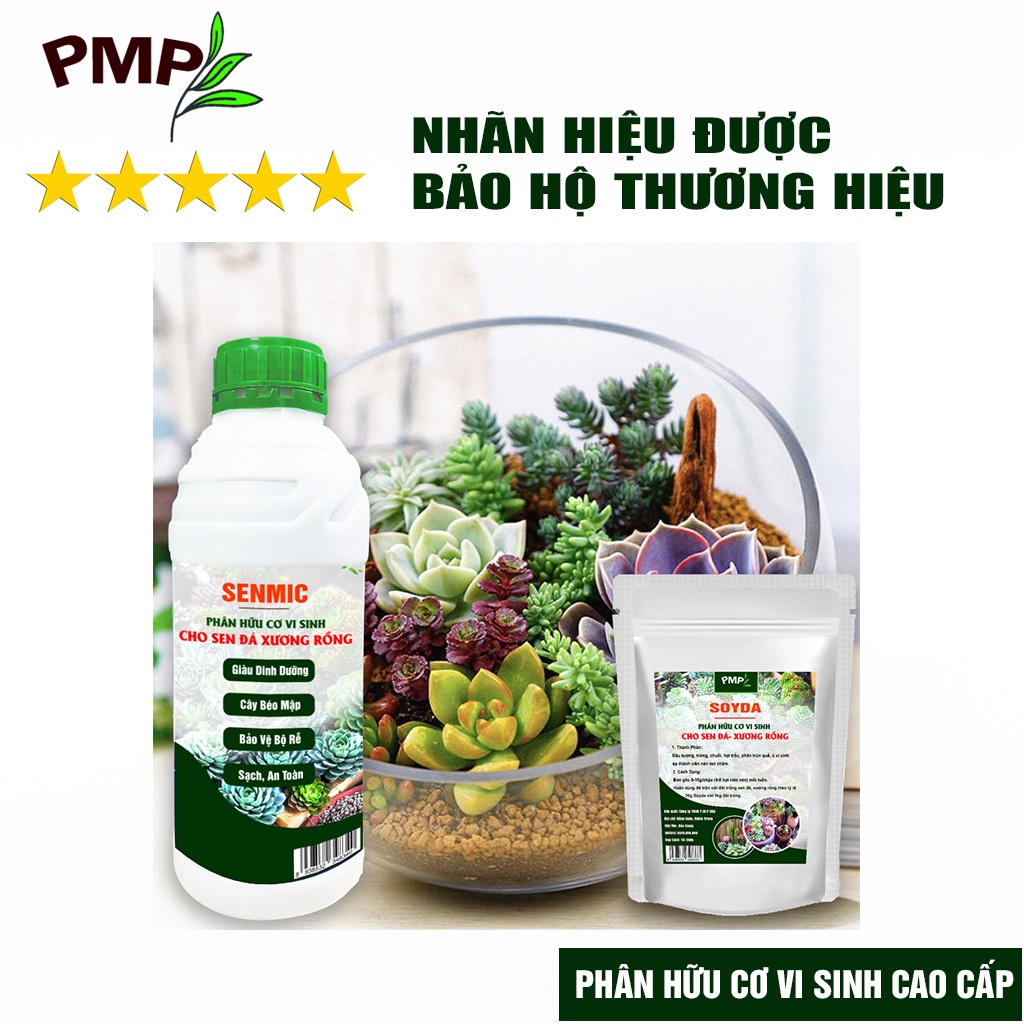 Phân hữu cơ cho sen đá, xương rồng Senmic PMP Phân bón vi sinh cao cấp chai 500ml