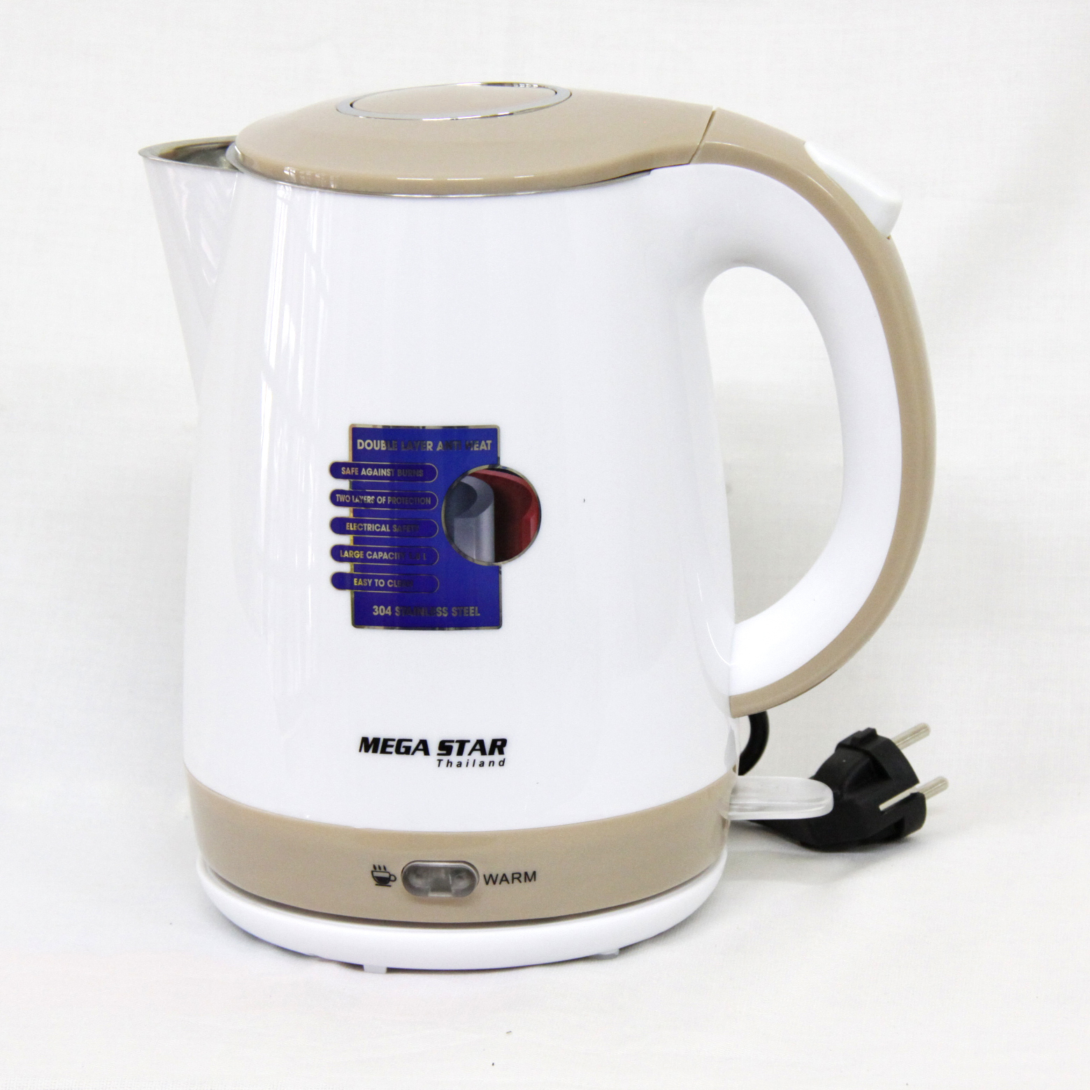 Bình Đun Siêu Tốc 2 Lớp Megastar PS-686 - Công suất 2000W mạnh mẽ đun nước nhanh chóng, thiết kế 2 lớp an toàn cho người sử dụng - Hàng chính hãng