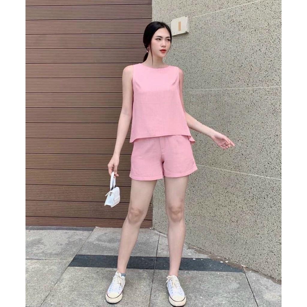 Set đồ bộ nữ mặc nhà, đi chơi chất liệu vải mềm nhẹ thoáng mát