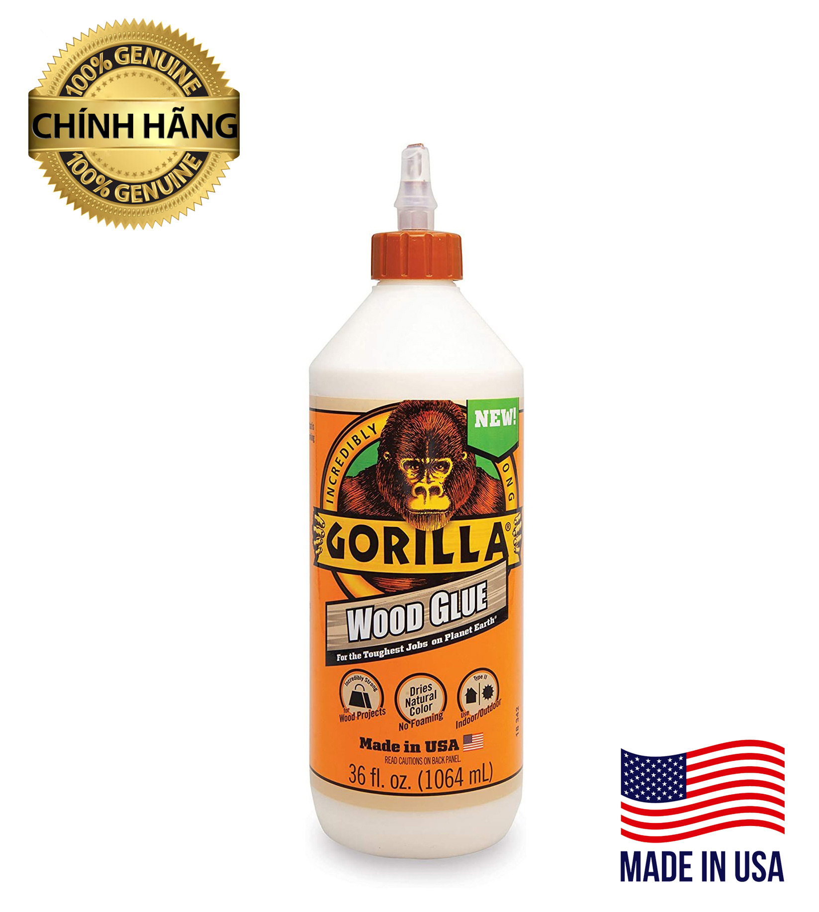 Keo Dán Gỗ Đa Năng, Cực Kỳ Bền Chắc, Keo Dán Gỗ Không Để Lại Dấu Vết Gorilla Wood Glue 1 Lít