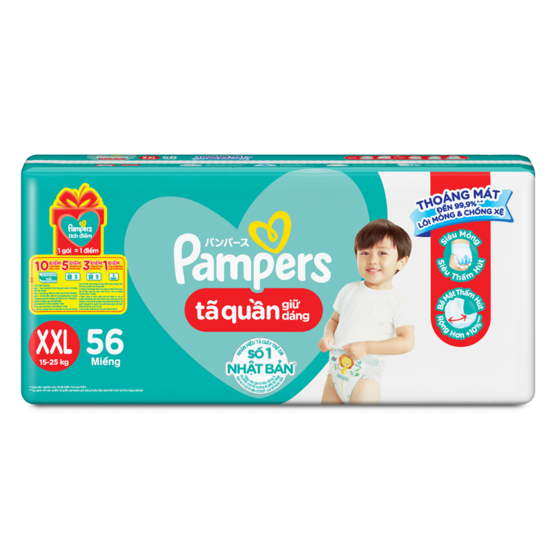 Tã quần Pampers Super Jumbo size XXL 56 miếng (cho bé 15 - 25kg)