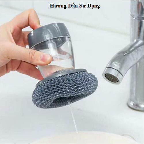 Dụng Cụ Cọ Xoong Nồi Thông Minh Tích Hợp Bình Đựng Xà Phòng, Cọ Bếp, Cọ Rửa Bát Đa Năng Tiện Lợi GD609-BuiNhui