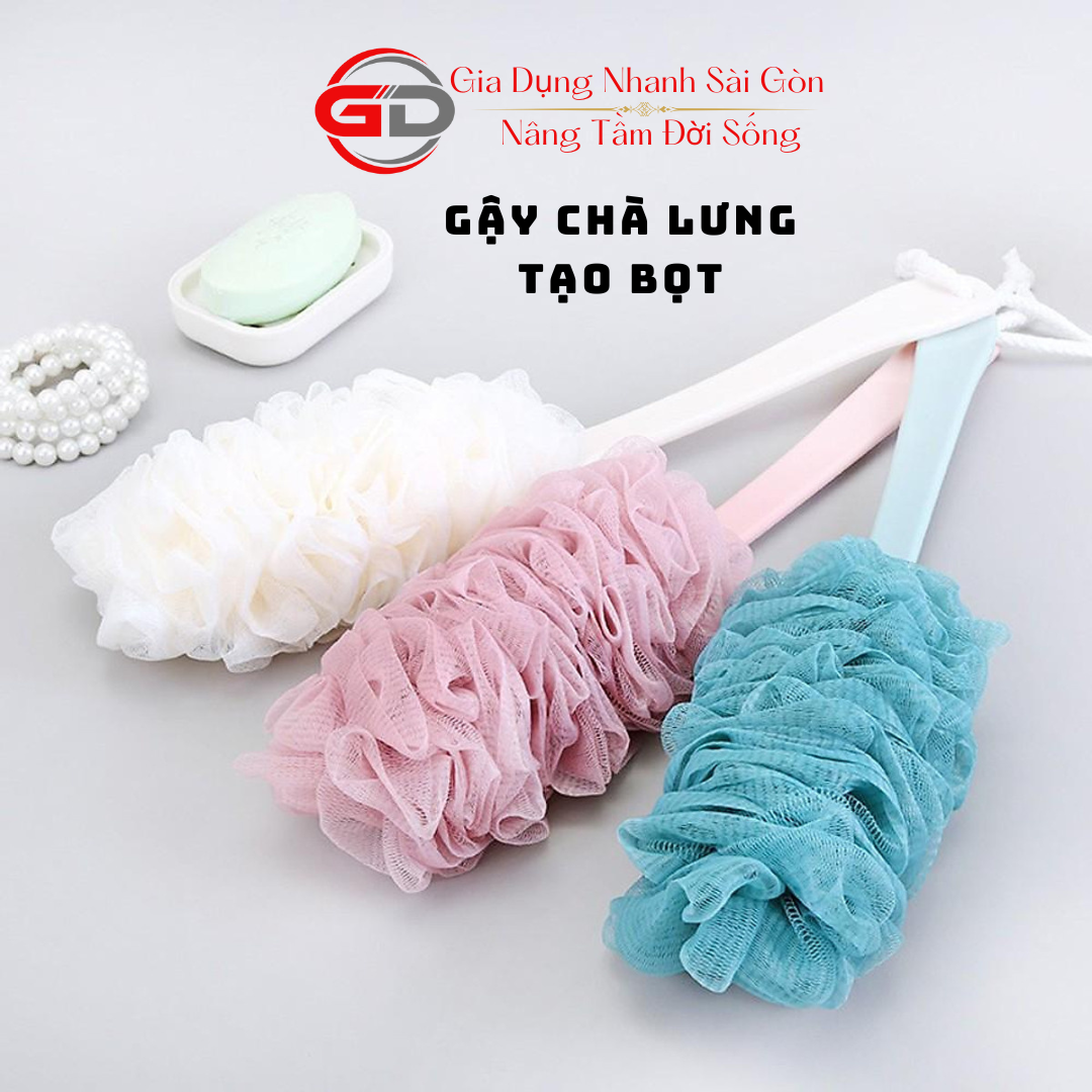 Cây bông tắm cán dài chà lưng tẩy tế bào chết tiện dụng- Màu ngẫu nhiên