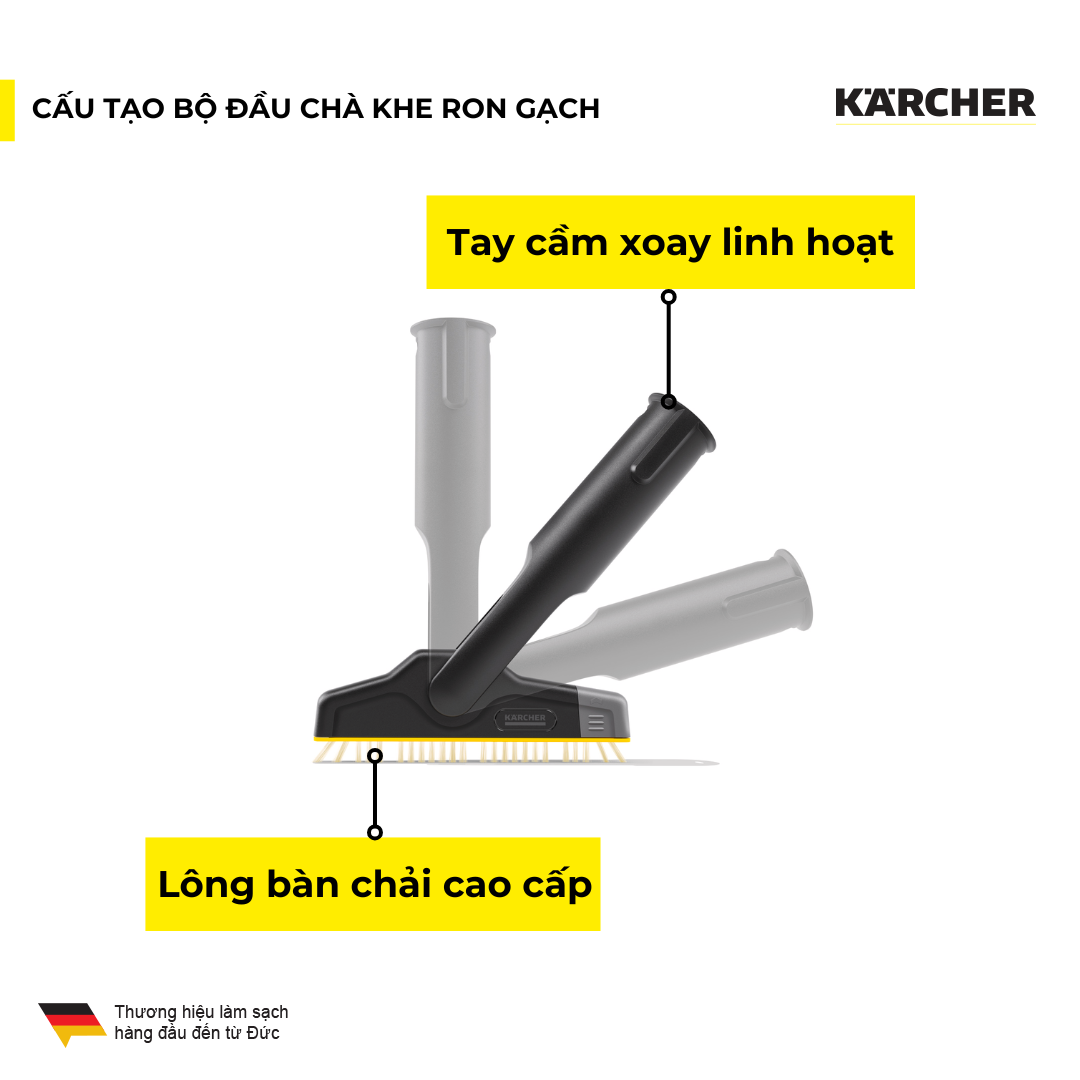 Bàn chải chà ron gạch cỡ lớn dùng cho máy làm sạch bằng hơi nước SC - Hàng Chính Hãng